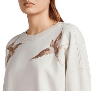 ALL SAINTS Rose Gold Birds Embroidered Cream Sweatshirt